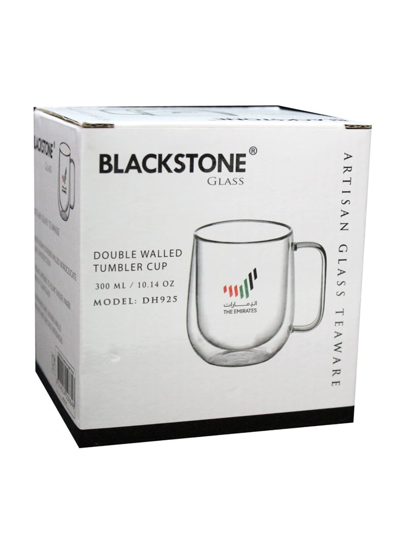 BLACKSTONE Set of 2 Double Wall Glass Cup 300ml with flag Text Logo - Image 2