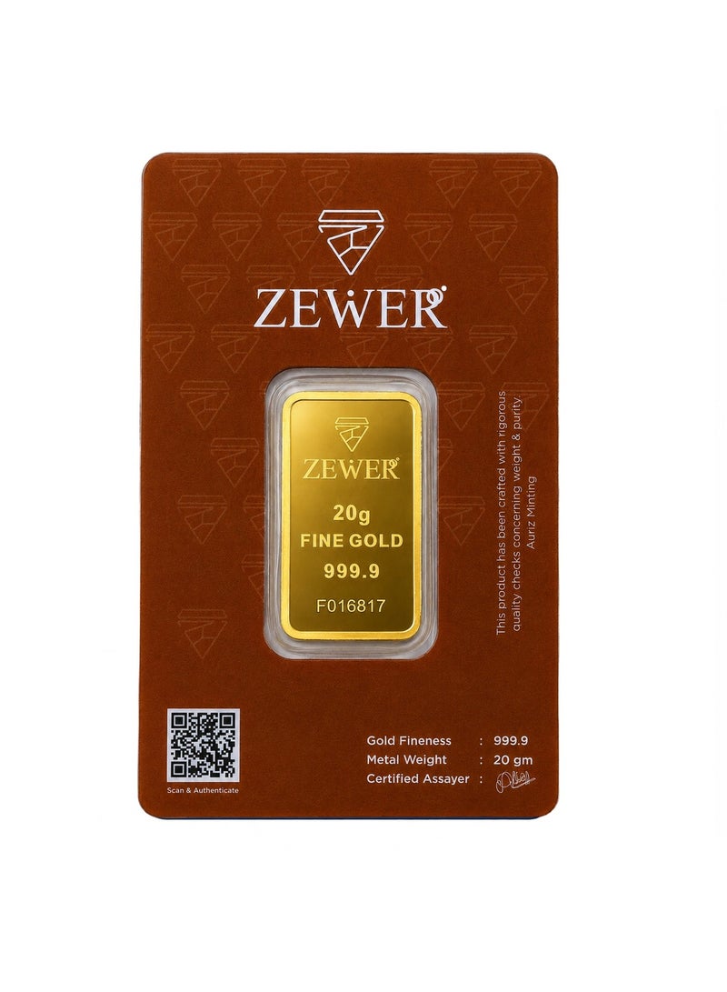 Zewer 20g 24K 999.9 Fine Gold Bar, Burj Khalifa Design - Image 1
