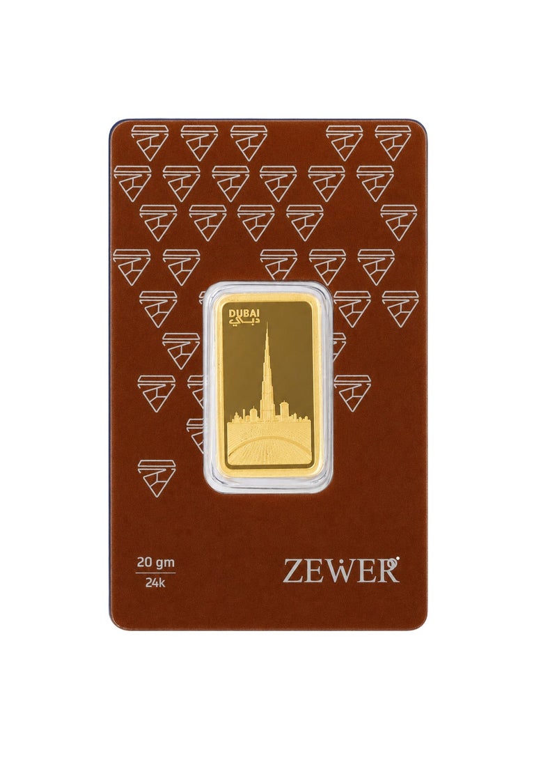 Zewer 20g 24K 999.9 Fine Gold Bar, Burj Khalifa Design - Image 2