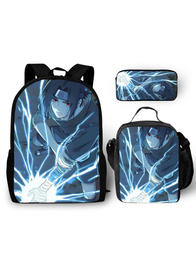Naruto backpack pencil case satchel three-piece suit men and women leisure sports travel backpack student school backpack - Image 1