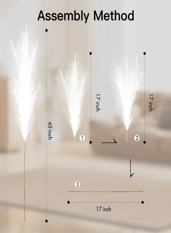 MUUNC 9 Pcs 45" Tall Pampas Grass White Decor, Long Stem Artificial Flower Floor Vase Large Faux Floral Pompas Fake Plants Dried Bouquet Arrangement Vase Filler for Boho Home Wedding Decoration - Image 3