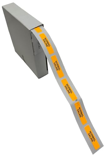 Tabbies Veterinary Drug Syringe Label, Fluorescent Orange, 1-1/4"W x 5/16" H, Normal Saline, 760 Labels Per Roll - Image 3