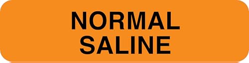Tabbies Veterinary Drug Syringe Label, Fluorescent Orange, 1-1/4"W x 5/16" H, Normal Saline, 760 Labels Per Roll - Image 4