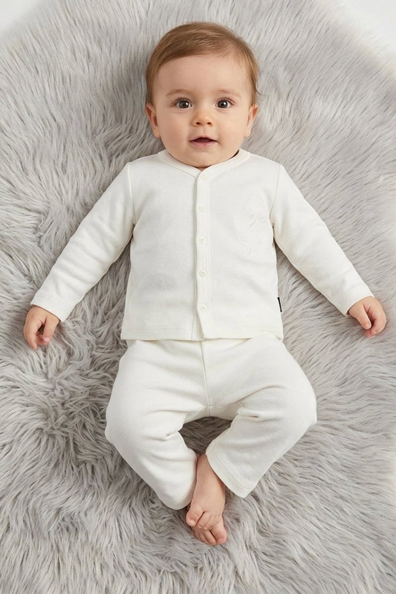 POPEES Toddlers Boy 2 Pieces Embroidered Top And Bottom Set, White - Image 1