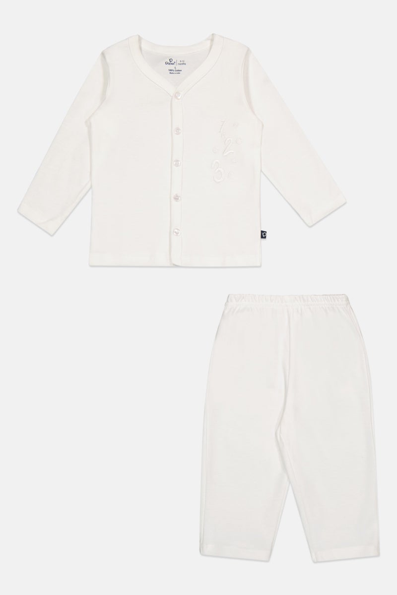 POPEES Toddlers Boy 2 Pieces Embroidered Top And Bottom Set, White - Image 2