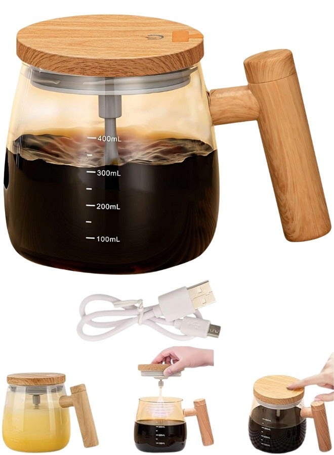 FALMER Portable USB Electric Mixer Cup –400ml Self-Stirring Glass Mug – Ideal for Protein, Coffee, Oats & Powdered Drinks  - Image 1