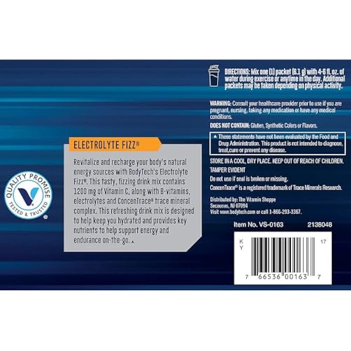 BODYTECH Electrolyte Fizz Packets - Supports Hydration, Energy & Endurance with 1200mg Vitamin C - Watermelon (30 Packets) - Image 5
