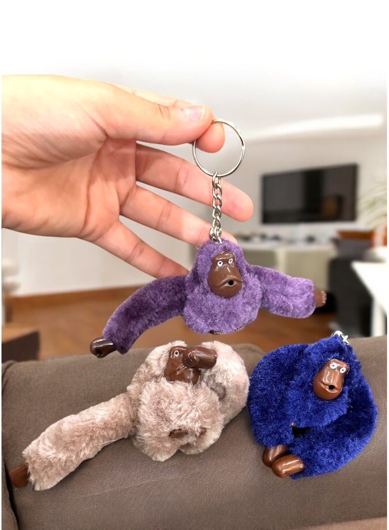 NEW STYLE 3Pcs Of Multicolor Monkey Keychains - Image 1