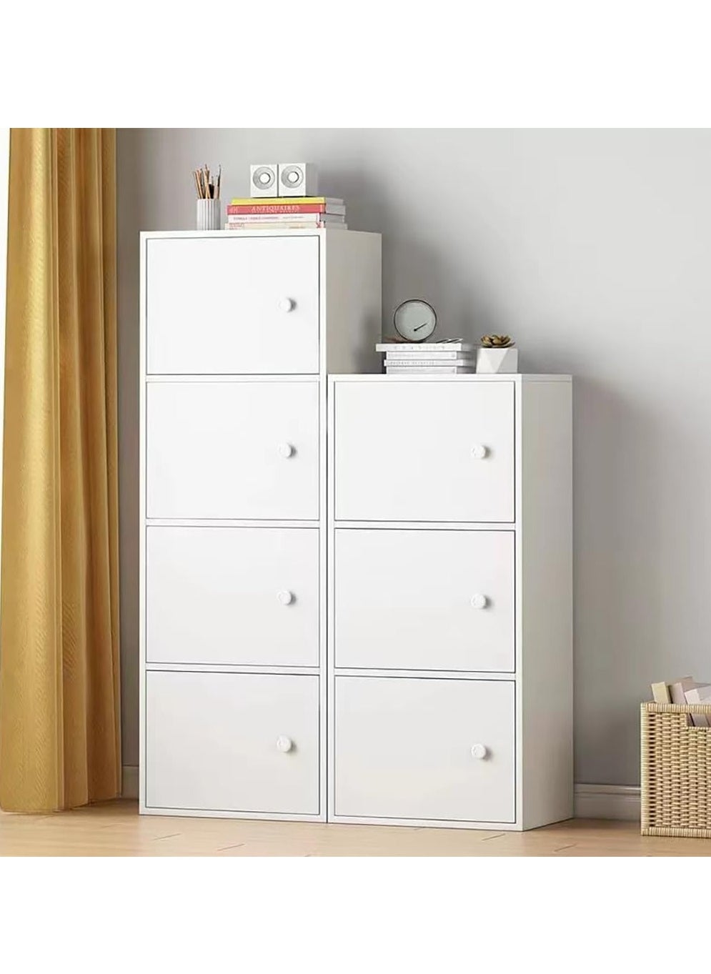 LEDIN Multi-Layer Chest of drawers bedroom storage cabinet storage cabinet wall storage cabinet simple multi-layer clothing storage cabinet (White) 