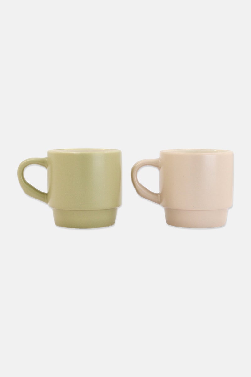Muy Mucho 2 Pcs Stackable Cups 320 ml, Beige  - Image 2