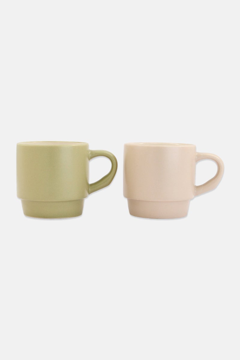 Muy Mucho 2 Pcs Stackable Cups 320 ml, Beige  - Image 1