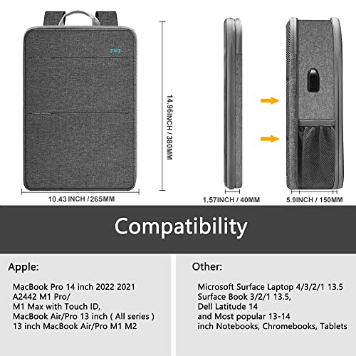 ZINZ Slim & Expandable Laptop Backpack Water Resistant Travel Backpack Compatible with MacBook Air/Pro 13-14 inch XPS 13 Surface 13.5" and Most 13-14 inch NoteBooks,G01Y01 - Image 2