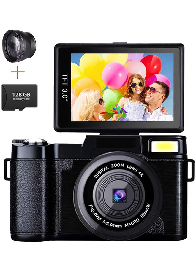 Generic 4K Digital Camera for Photography, 48MP 180° Flip Screen 3" Autofocus Vlogging Camera for YouTube, 16X Zoom Compact Point and Shoot Cameras for Beginner with 128GB Card, 2 Batteries  - Image 3