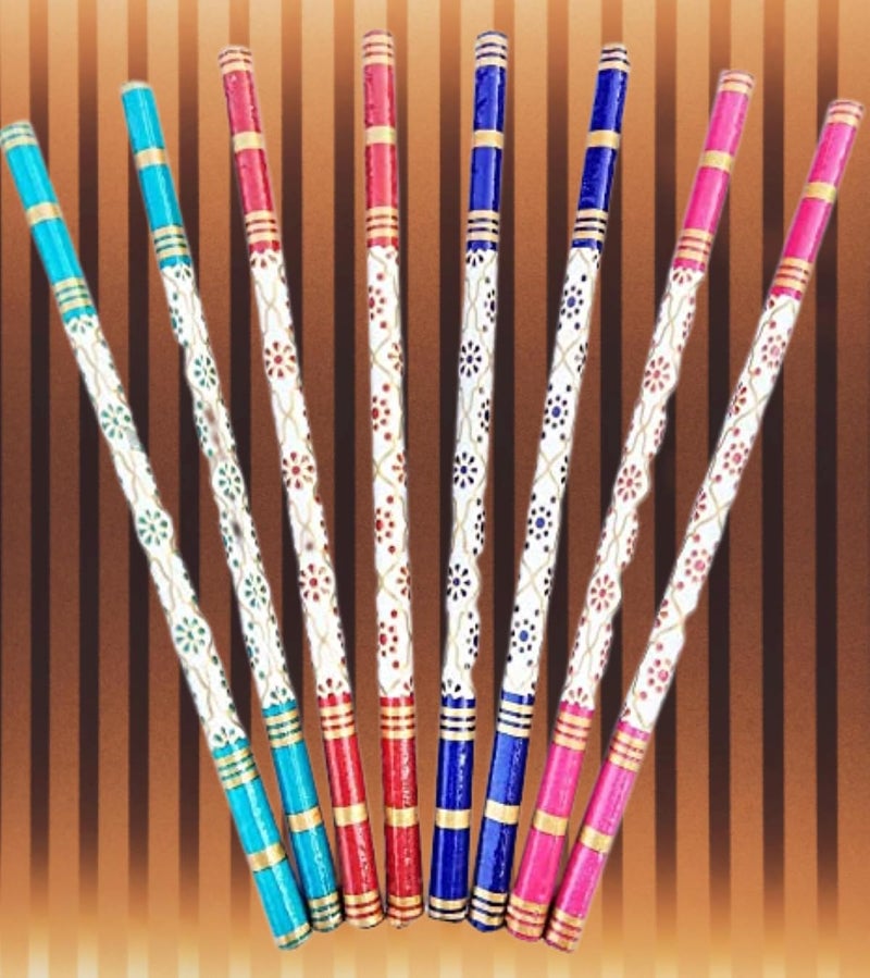 P.A.Decorated Colorful Wooden Dandiya Sticks for Dance/Garba Sticks for Navratri Celebration.[Large-14.4 Inch] (12) - Image 3
