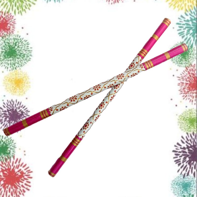 P.A.Decorated Colorful Wooden Dandiya Sticks for Dance/Garba Sticks for Navratri Celebration.[Large-14.4 Inch] (12) - Image 2