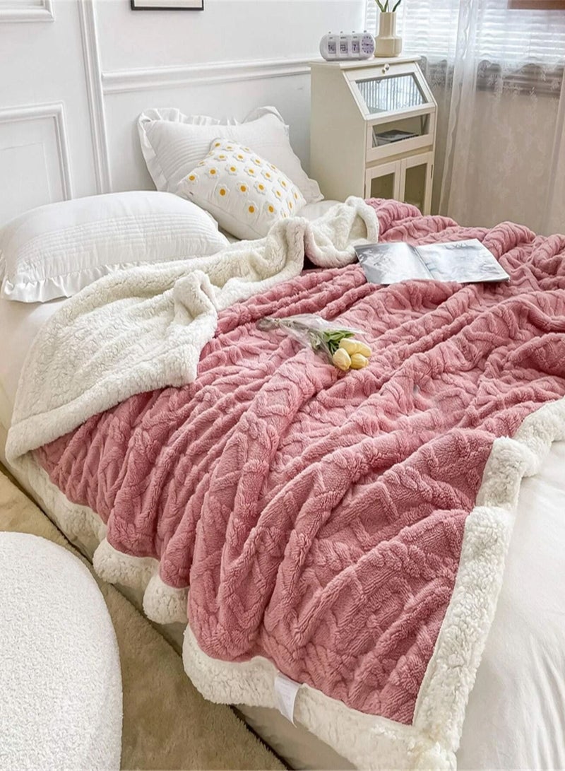 DubaiGallery Home Thick Bed Blanket Double Side Lamb Cashmere Fleece Plaid Blanket Winter Warm Throw Sofa Cover Newborn Wrap Kids Bedspread - Image 2