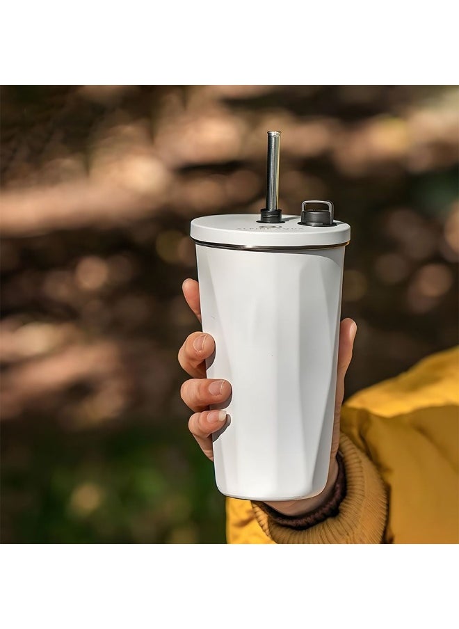 DANUBE HOME Alpine Aqua Travel Tumbler Stainless Steel Vacuum Insulated with Lid and Straw White 600ml  - Image 1