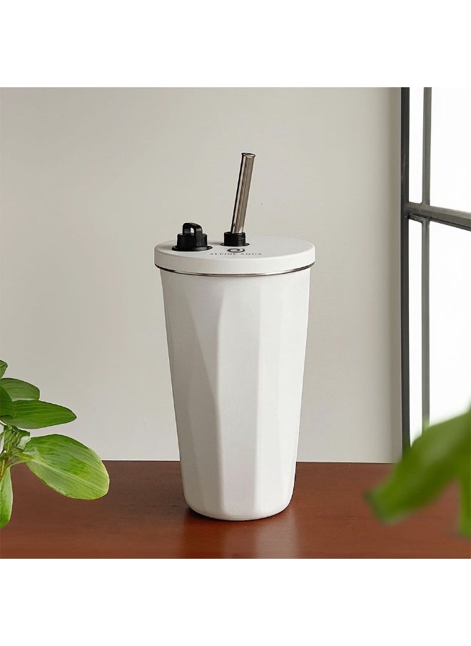 DANUBE HOME Alpine Aqua Travel Tumbler Stainless Steel Vacuum Insulated with Lid and Straw White 600ml  - Image 4