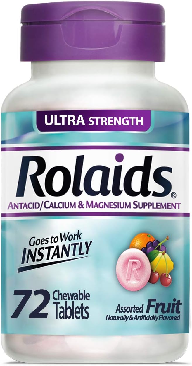Rolaids Ultra Strength 72 Chewable Tablets Assorted Fruit Extra Strength 96 Mint Chewable Tablets Heartburn Relief - Image 2