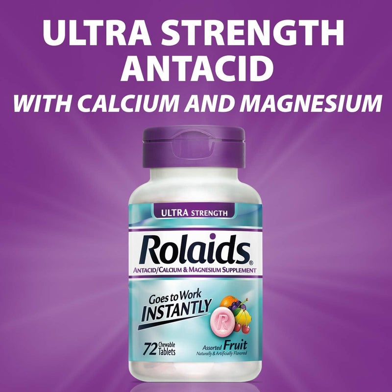 Rolaids Ultra Strength 72 Chewable Tablets Assorted Fruit Extra Strength 96 Mint Chewable Tablets Heartburn Relief - Image 4