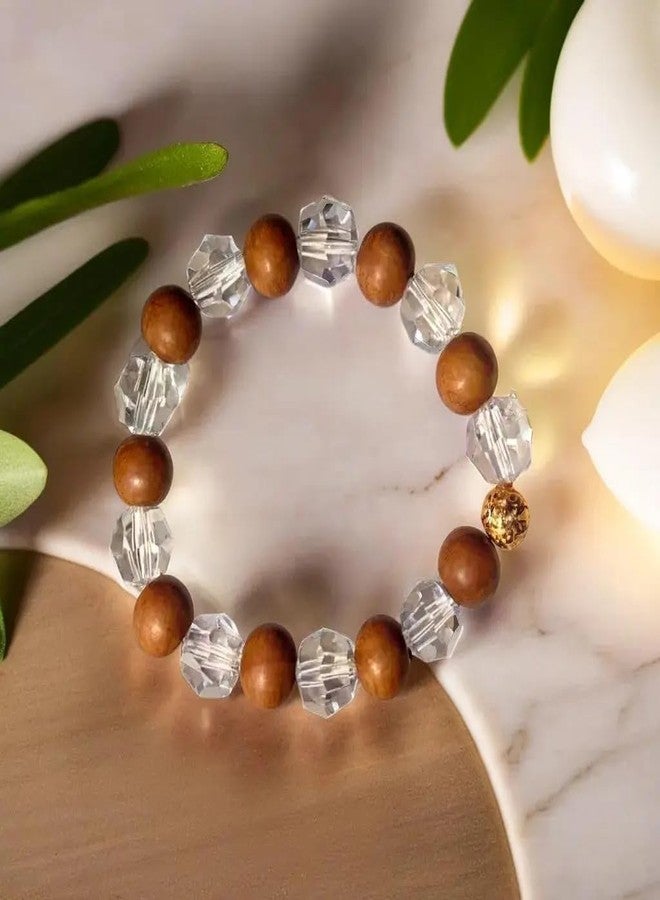 Trishakti Wood crystal Bracelet Men & Women Stretchable Band 6.5 to 7.5 inches,Bead Size: 8 mm - Image 5