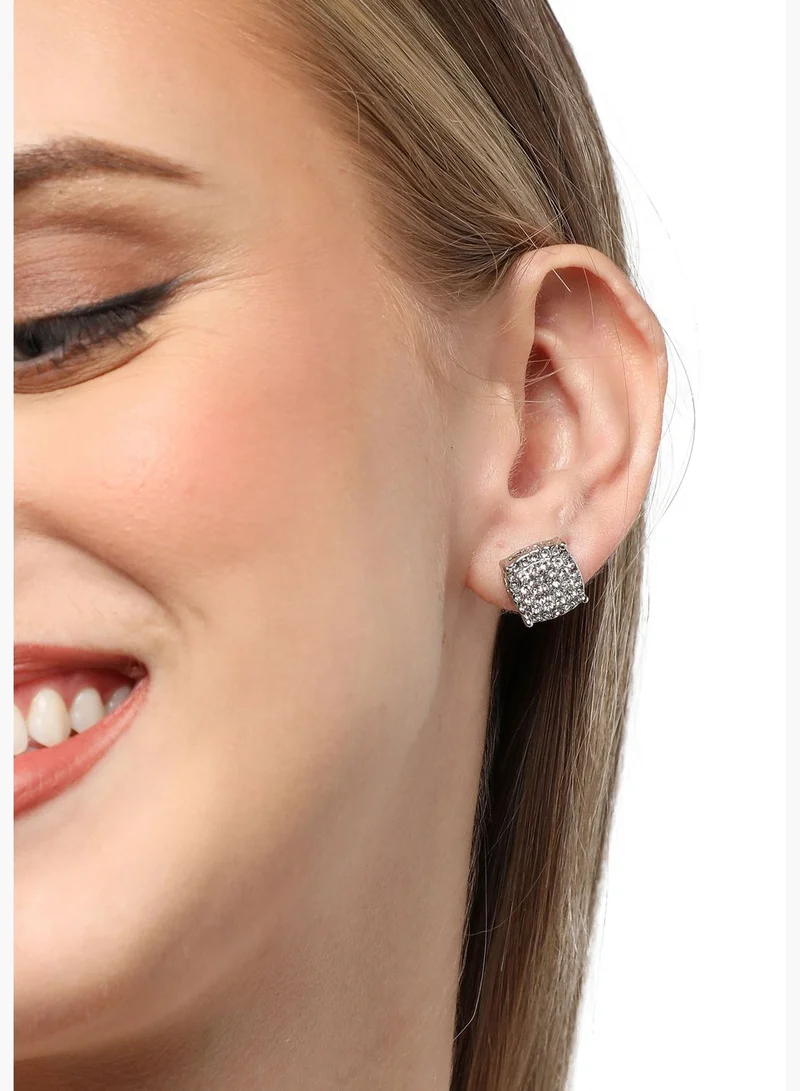 SOHI Silver Plated Party Designer Stone Stud For Women