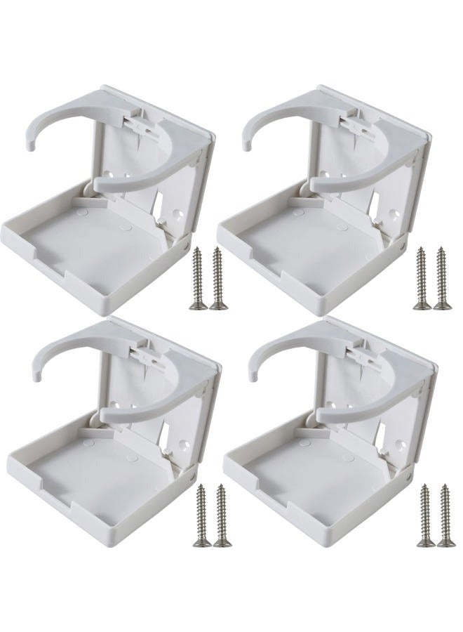 ROYHOO 4PCS Adjustable Folding Drink Holder Universal Car Cup Bottle Holder for Marine Boat Caravan Car Trucks RVs Vans with Wall Mounted Screws(White) - Image 1