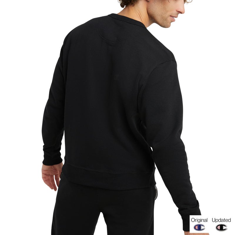 Champion Champion Men's Crewneck, Powerblend Fleece Sweatshirt, Crewneck Sweatshirts, Black C Logo(Reg. or Big & Tall)  - Image 2