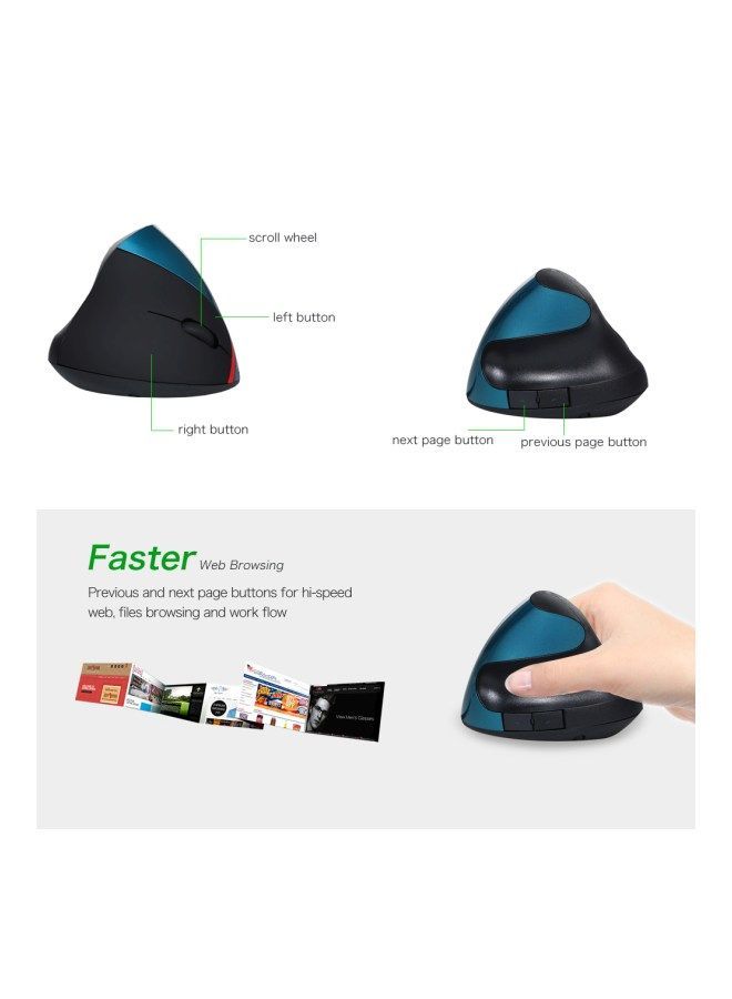 NIBEMINENT Wireless Vertical Mouse Blue - Image 4