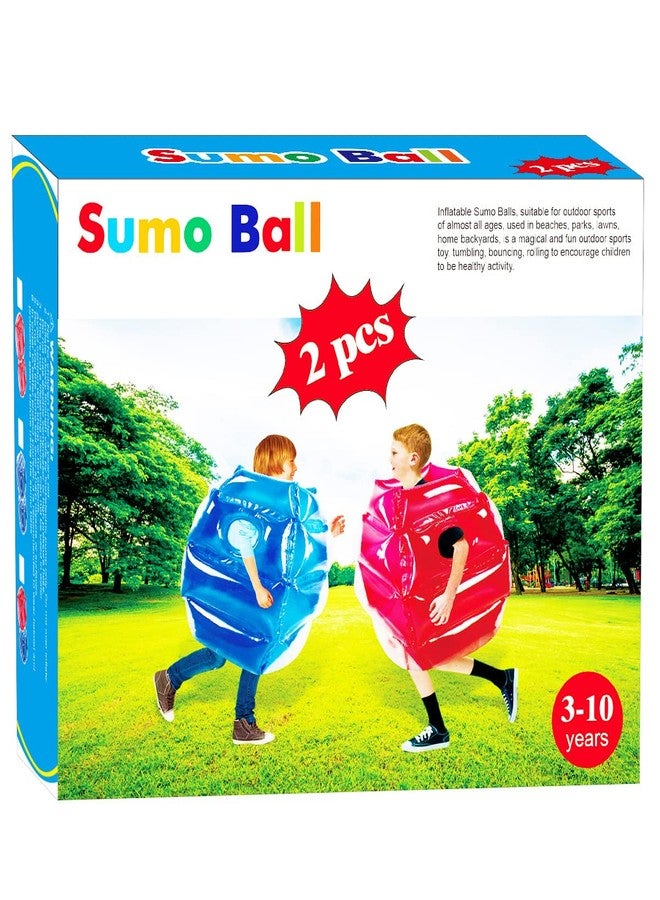 SUNSHINE-MALL 2 PC inflatable bumper for kids, bumper bounce ball for Kids, kid sumo Balls, Lawn game ball for child outdoor team gaming play for 3-12 ages (24 inch, blue+red) - Image 1