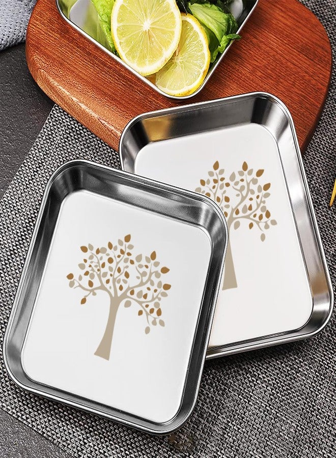 FORTUNA KITCHENWARE, Stainless Steel Plates Set of 6 | Square Plates | Breakfast/Lunch/Dinner Plates Set of 6, Diameter: 8 Inches (Plain) (10 Inches, Laser Print) - Image 5