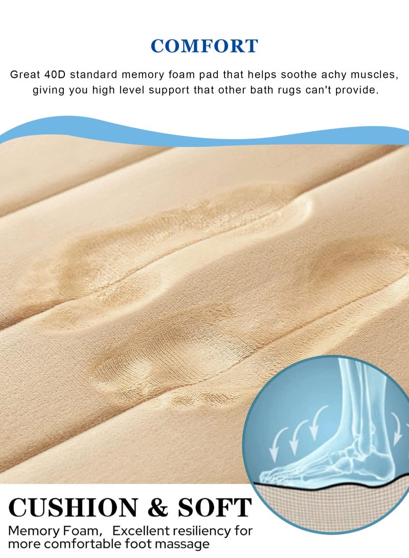 HomarKet Bathroom Rug Set Memory Foam Non Slip Extra Soft Absorbent Machine Washable and Dry Pedestal Mat Set for Bathroom Floor Beige 3 Pieces  - Image 5