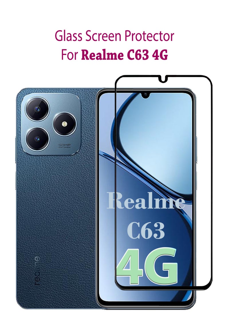 واقي شاشة زجاجي مقوى لهاتف Realme C63 - أسود - Image 1