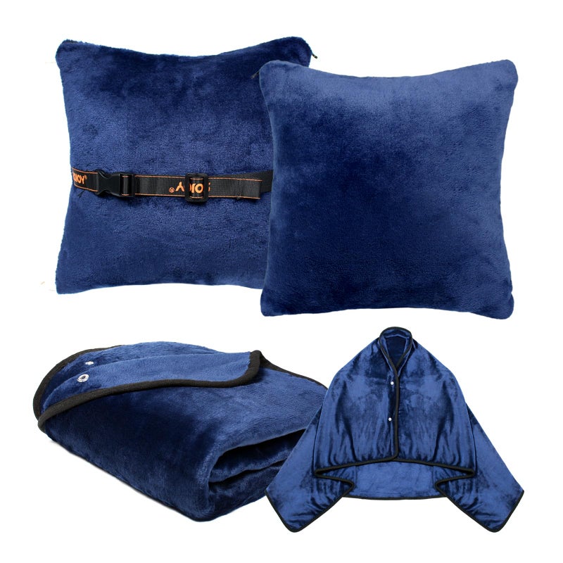 Sojoy 3 in 1 Travel Blanket & Pillow Set for Airplane, Warm Wearable Blanket-Portable Travel Pillow,Perfect Travel Essentials for Long Trips, Flying, and Road Trips (60 * 43inches) - Image 1