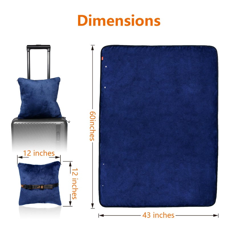 Sojoy 3 in 1 Travel Blanket & Pillow Set for Airplane, Warm Wearable Blanket-Portable Travel Pillow,Perfect Travel Essentials for Long Trips, Flying, and Road Trips (60 * 43inches) - Image 3