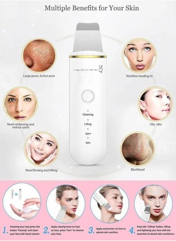 PRIME - Blackhead Remover Pore Cleaner with 4 Modes Whitehead Remover Ultrasonic Deep Facial Clean Machine Skin Scrubber Pimple Extractor Pores Unclog Face Cleanser Peeling Shovel Rechargeable - Image 1