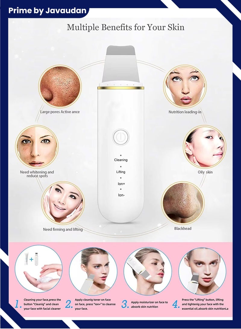 مزيل الرؤوس السوداء، منظف المسام مع 4 أوضاع، مزيل الرؤوس البيضاء، جهاز تنظيف عميق للوجه بالموجات فوق الصوتية، جهاز تنظيف البشرة، استخراج البثور، تنظيف المسام، منظف الوجه، مجرفة التقشير، قابلة لإعادة ا - Image 4