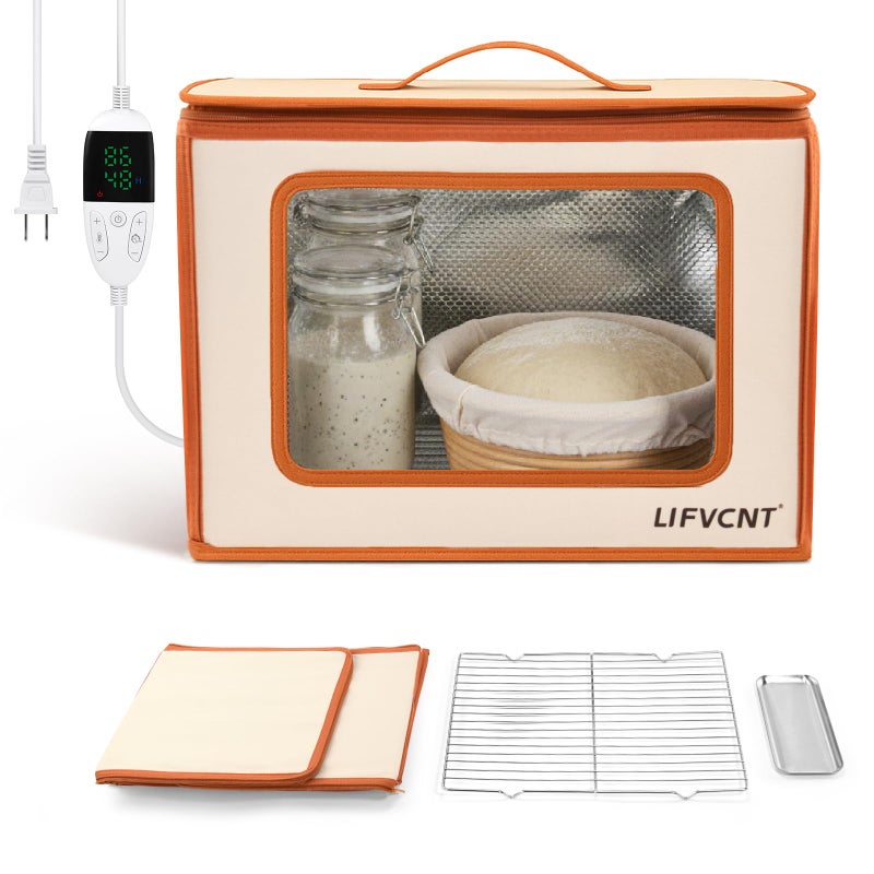 LIFVCNT Folding Proofing Box with Metal Rack & Water Tray, Bread Proofer with 68-132°F Temp Control & 99H Timer | Dough Proofing Box for Sourdough, Pizza, Kombucha,Yogurt, Bread Baking - Image 1