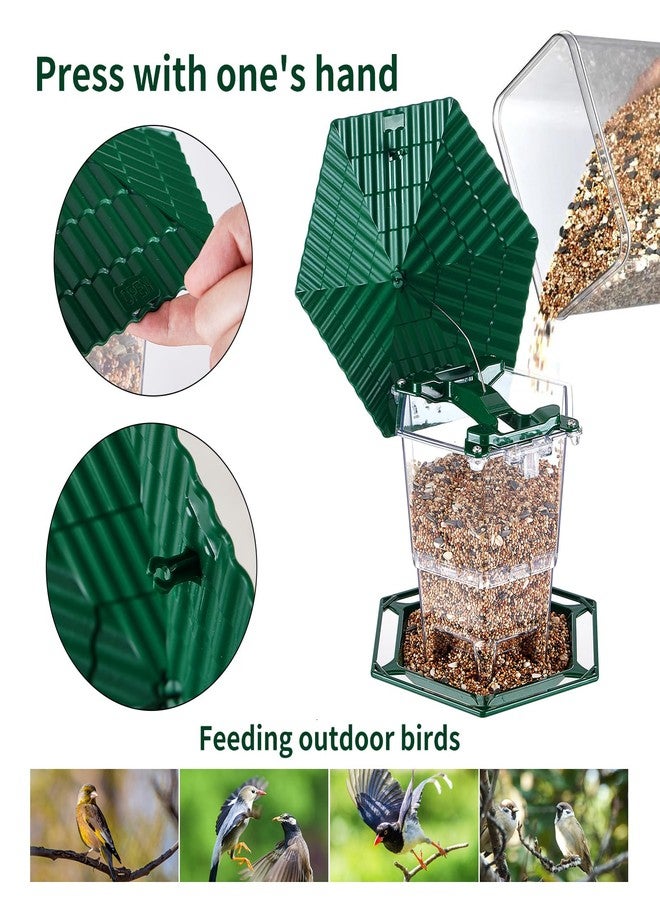 Jealoeur Bird Feeders for Outdoors Hanging Bird Feeder Wild Bird Seed, Green 2 Pack B - Image 2