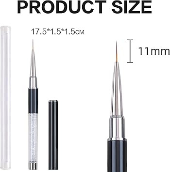 11mm Nail Art Painting Brush Crystal Acrylic UV Gel Line Pen Manicure Nail Liner Brush Nal Art Painting Brushes for UV Gel Builder Nail Drawing Line - Image 2