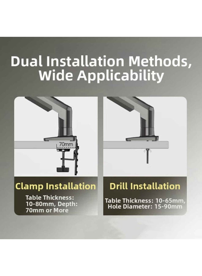 Dual Monitor Arm,Full Adjustable Dual Monitor Stand,for 17 to 27 Inch Computer Screens,Full Motion VESA 75x75/100x100,With C-Clamp and Grommet Base, Each Arm Holds 2-9 kg - Image 4