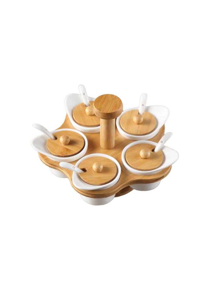 واي آند دي خمس قطع قابلة للدوران مجموعة توابل برطمان توابل خزفي - Image 2