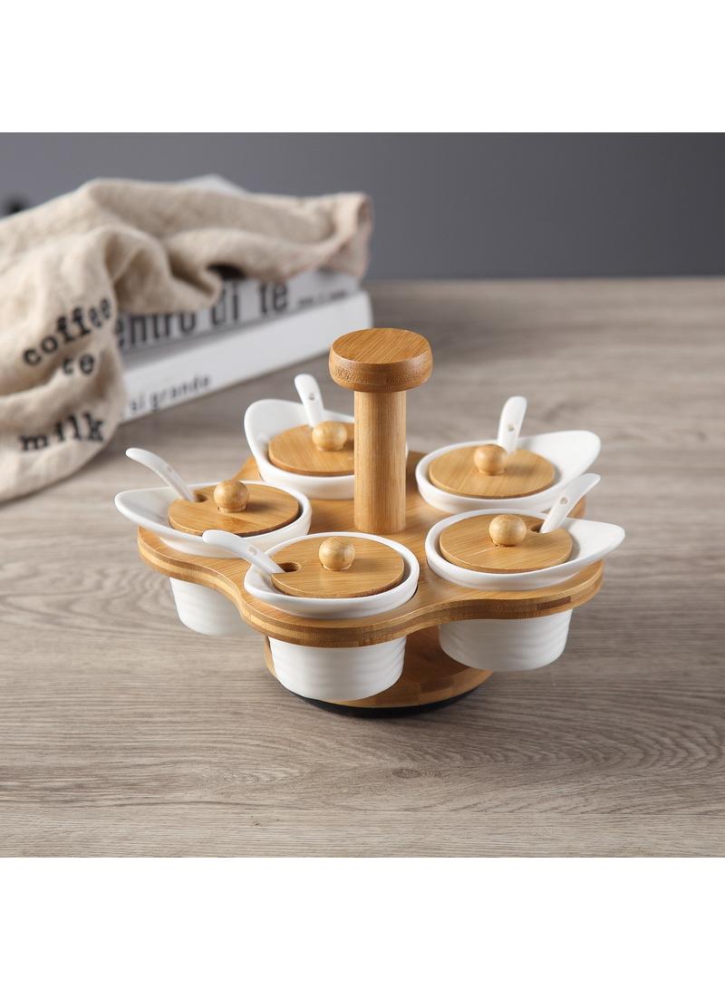 واي آند دي خمس قطع قابلة للدوران مجموعة توابل برطمان توابل خزفي - Image 1