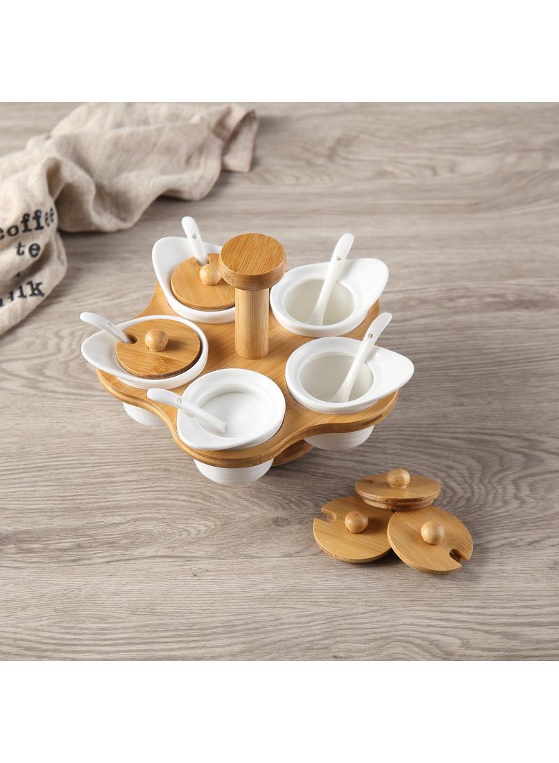 واي آند دي خمس قطع قابلة للدوران مجموعة توابل برطمان توابل خزفي - Image 3