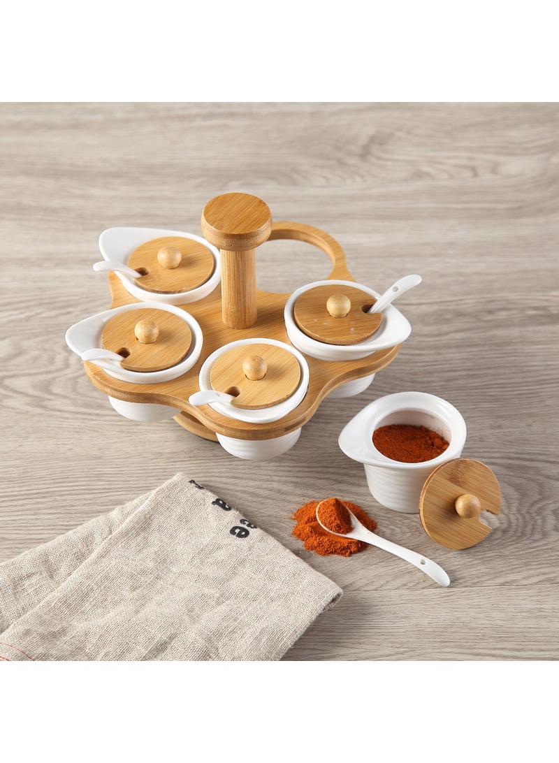 واي آند دي خمس قطع قابلة للدوران مجموعة توابل برطمان توابل خزفي - Image 4