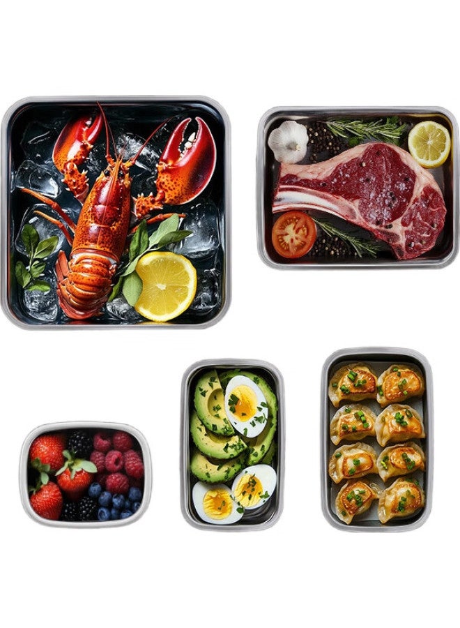 Ssgp Stainless Steel Food Storage Container, 316L Food-Grade Lunch Box, Sealed Refrigerator Storage Box, Square Tray With Lid, 1300Ml - Image 1