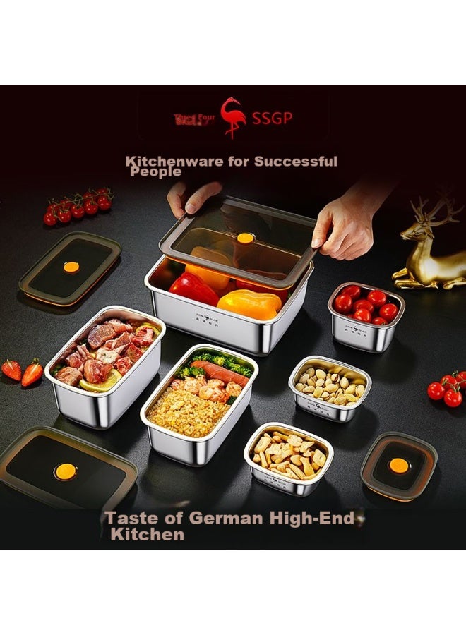 Ssgp Stainless Steel Food Storage Container, 316l Food-grade Lunch Box, Sealed Refrigerator Storage Box, Square Tray With Lid, 1300ml - Image 5
