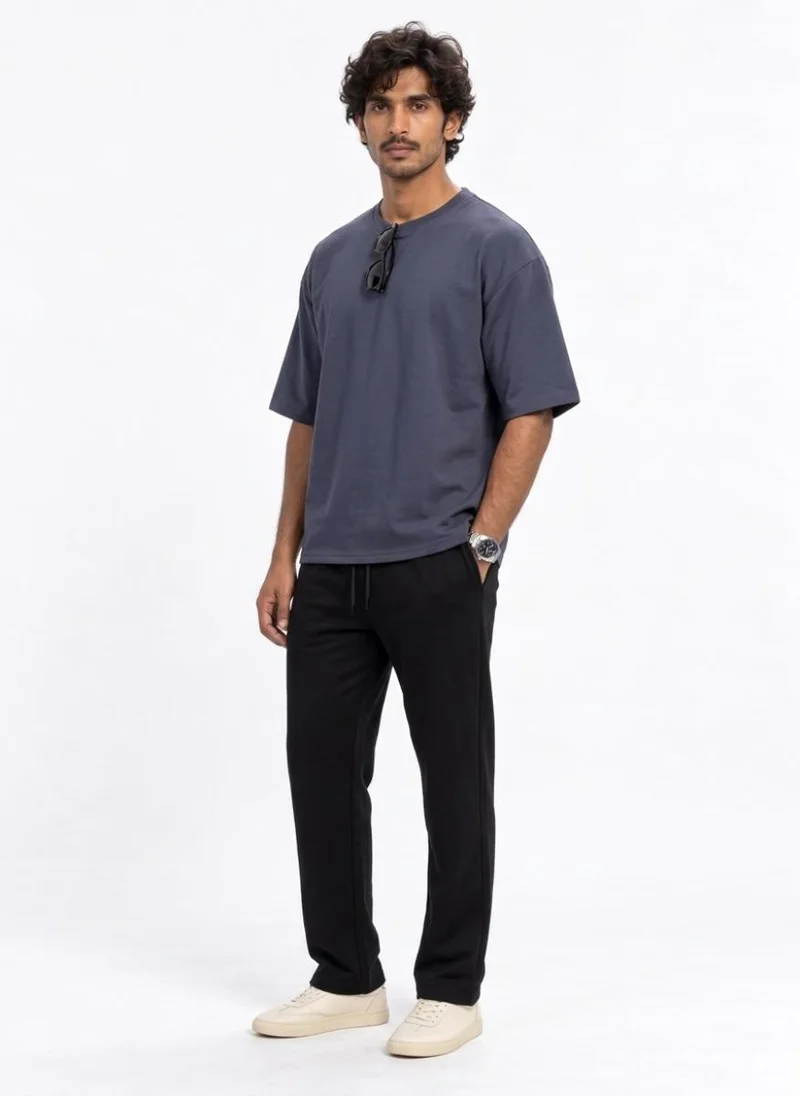 Abitos Navy Blue & Light Brown Daily Double Heavyweight Oversized Tshirts 2 Pack for Men | Best Price UAE