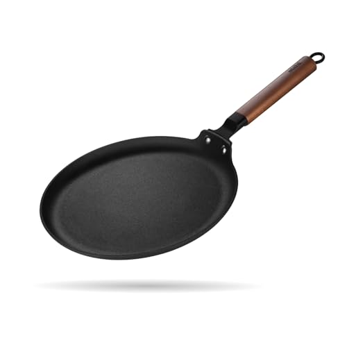 Stahl Blacksmith Signature 30cm Dosa Tawa | Flat Cast Iron Pan for Dosas, Pancakes, Chilas, and More | Pre-Seasoned, Induction & Gas Compatible | Acacia Wood Handle - Image 1