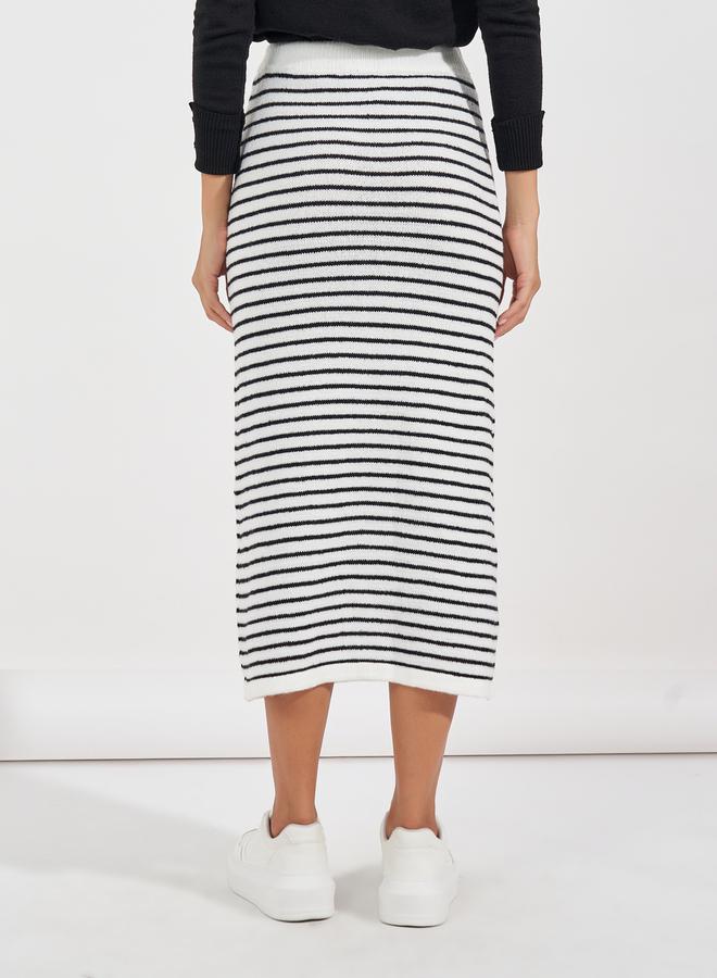 Styli Striped Knit Midi Skirt with Drawstring  - Image 5